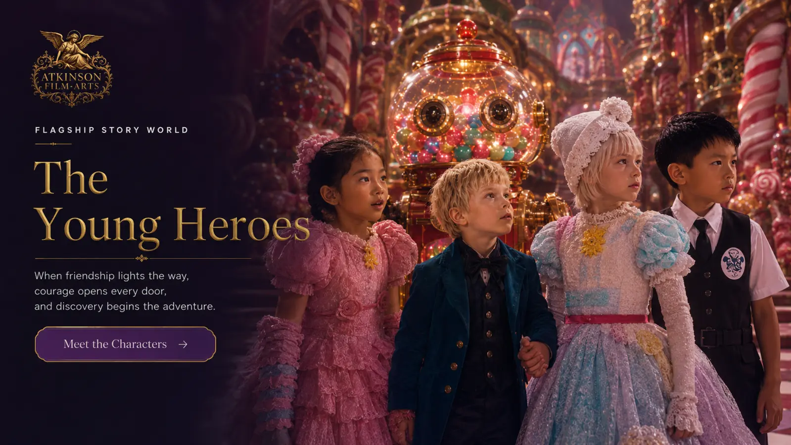 Young heroes in a colourful cinematic candy world