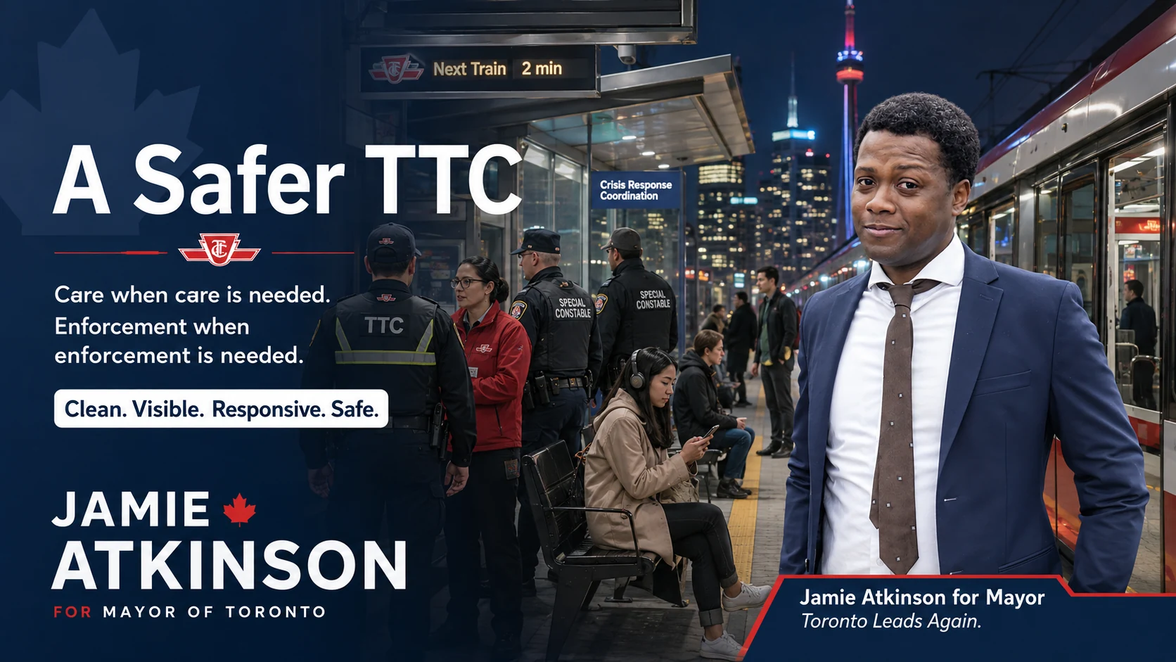 Campaign artwork for a safer TTC with visible and responsive safety support