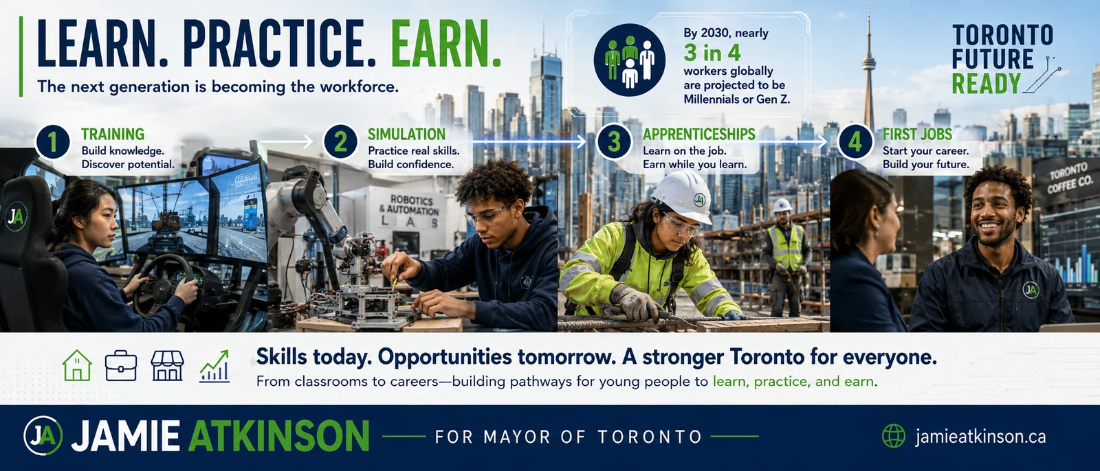 Learn, practise and earn pathway for Toronto workers and young people